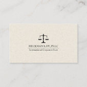 Carte De Visite Light Beige Linen Black Justice Scale  (Devant)