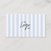 Carte De Visite Light Blue & Ivory Stripes Bakery Logo QR Code (Devant)