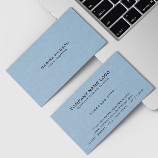 Carte De Visite Light blue Linen Fabric Texture