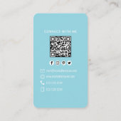 Carte De Visite Light Blue Photo QR Code Connect With Me (Dos)