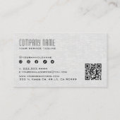 Carte De Visite Light Gray Linen Texture QR Code (Dos)