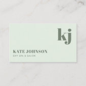 Carte De Visite Light Green Girly Day Spa Salon Initials QR Code (Devant)