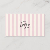 Carte De Visite Light Pink & Ivory Stripes Bakery Logo QR Code (Devant)