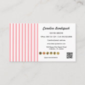 Carte De Visite Light Pink White Stripes QR Code Social Media Icon (Devant)