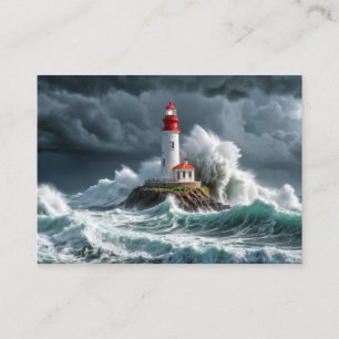 Carte De Visite Lighthouse Ocean Storm Majestic Puissante vague