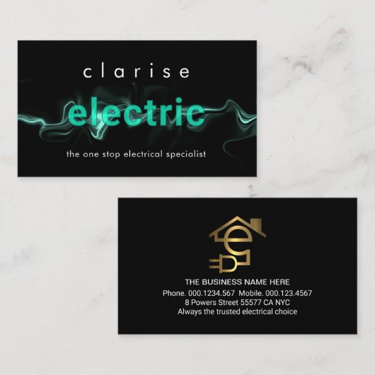 Carte De Visite Lightning Powers Up Electric Source (Devant / Derrière)