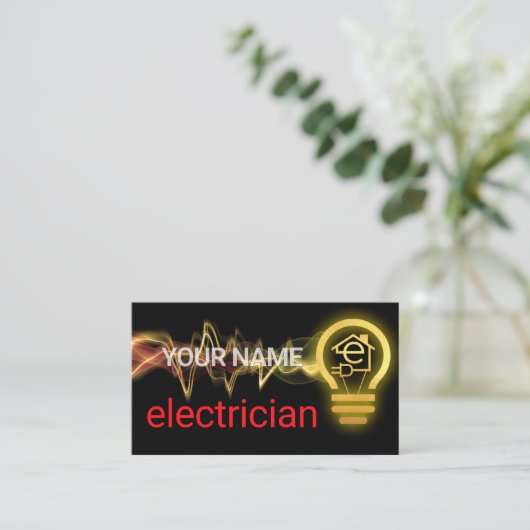 Carte De Visite Lightning Powers Up Letter-e Home Lightbulb (Debout devant)