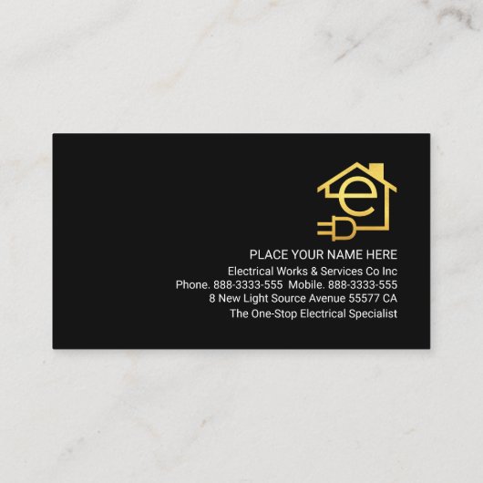 Carte De Visite Lightning Powers Up Letter-e Home Lightbulb (Dos)