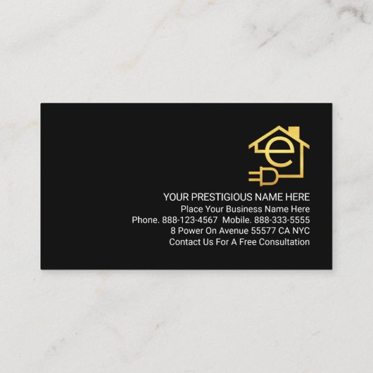 Carte De Visite Lightning Powers Up Light Bulb (Dos)