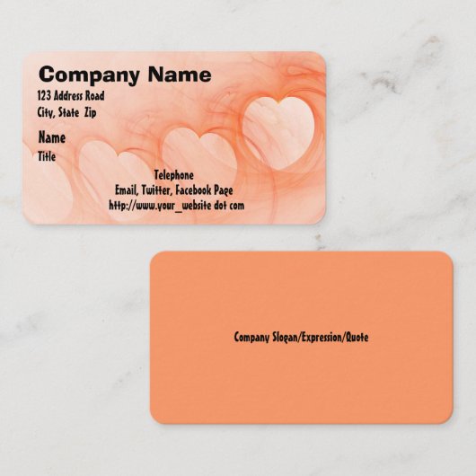 Carte De Visite Ligne Abstraite Coeur Orange Silky (Devant / Derrière)