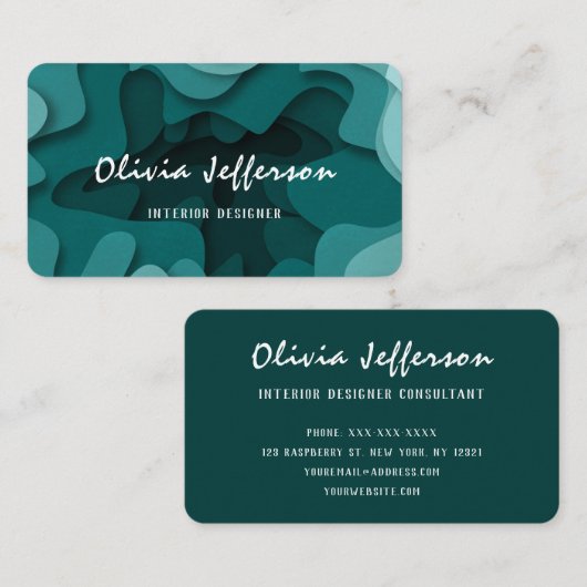 Carte De Visite Ligne Abstraite Vastes Moderne Bleu Concepteur int (Devant / Derrière)