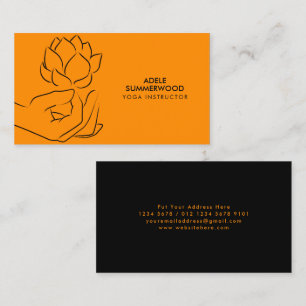 Carte De Visite Ligne Art à la main & Lotus Flower en orange
