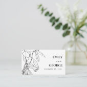 CARTE DE VISITE LIGNE BLANCHE NOIRE DESSIN MARIAGE FLORAL (Debout devant)