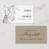 CARTE DE VISITE LIGNE BLANCHE NOIRE DESSIN MARIAGE FLORAL (Devant / Derrière)