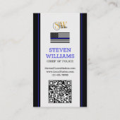 Carte De Visite Ligne Bleue fine moderne et code QR, photo / Monog (Dos)