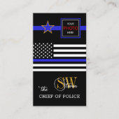 Carte De Visite Ligne Bleue fine moderne et code QR, photo / Monog (Devant)