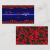 Carte De Visite Ligne Bleue Mince 3D - Bouquet Rose 3D (Devant / Derrière)