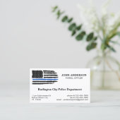 Carte De Visite Ligne Bleue Mince Drapeau Agent de police (Debout devant)