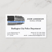 Carte De Visite Ligne Bleue Mince Drapeau Agent de police (Devant)