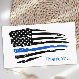Carte De Visite Ligne Bleue Mince Merci policier