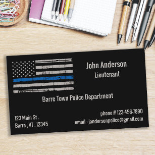 Carte De Visite Ligne Bleue Mince - Police américaine Drapeau