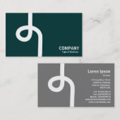 Carte De Visite Ligne bouclée - Blanc sur Vert foncé (Devant / Derrière)