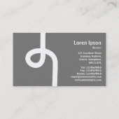 Carte De Visite Ligne bouclée - Blanc sur Vert foncé (Dos)