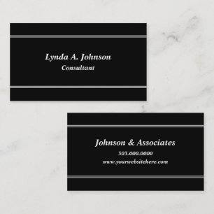 Carte De Visite Ligne classique blanche sur noir professionnel