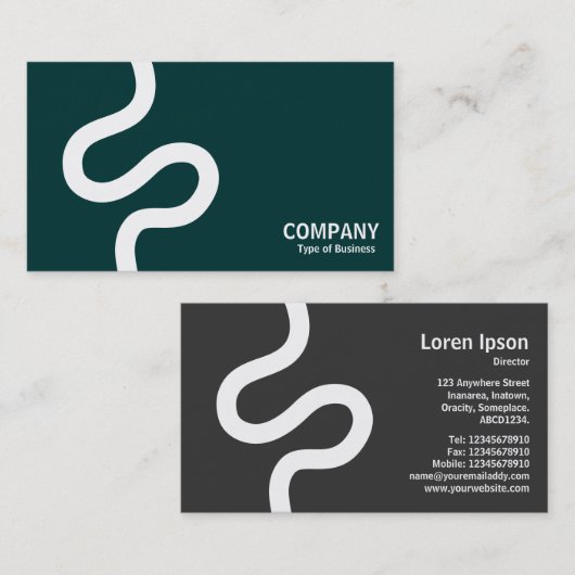 Carte De Visite Ligne courbe 02 - Blanc sur Vert foncé (Devant / Derrière)