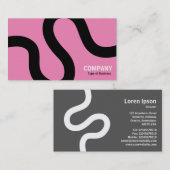 Carte De Visite Ligne courbe 02a - Noir sur rose (Devant / Derrière)