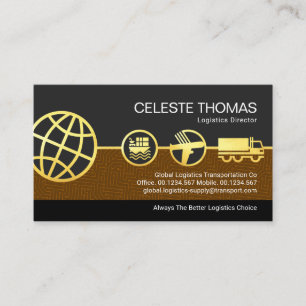 Carte De Visite Ligne d'approvisionnement logistique globale Gold