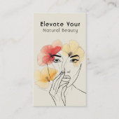 Carte De Visite Ligne d'art minimale Fleurs de visage Beauté Logo  (Devant)