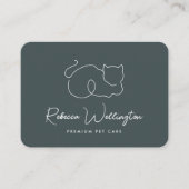 Carte De Visite Ligne de chat vert mignon dessin animal Sitter chi (Devant)