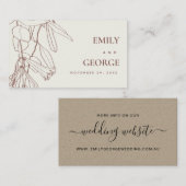 CARTE DE VISITE LIGNE DE CRÈME BLANCHE DESSIN MARIAGE FLORAL (Devant / Derrière)