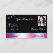 Carte De Visite Ligne de déco rose noir moderne Logo Photo (Dos)