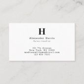 Carte De Visite Ligne de monogramme moderne simple en gras (Dos)