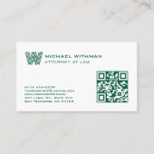 CARTE DE VISITE LIGNE DE MONOGRAMME VERT QR AVOCAT EXPERT-COMPTABL (Devant)