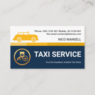 Carte De Visite Ligne de Taxi Jaune Spécial Chauffeur de location 
