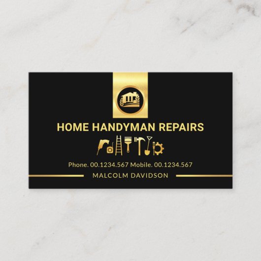 Carte De Visite Ligne D'Onglet Outil De Main-D'Oeuvre Or Étonnant (Devant)