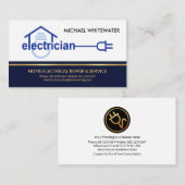 Carte De Visite Ligne d'or Couche Bleue Accueil Câblage électrique (Devant / Derrière)