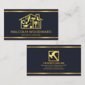 Carte De Visite Ligne d'or professionnelle Construction Home (Devant / Derrière)