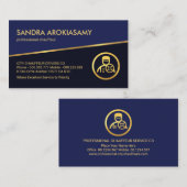 Carte De Visite Ligne dorée inclinable Couleurs bleues Chauffeur (Devant / Derrière)