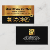 Carte De Visite Ligne électrique Gold Icons (Devant / Derrière)