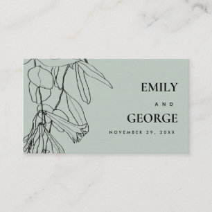 CARTE DE VISITE LIGNE GRIS MODERNE DESSIN MARIAGE FLORAL