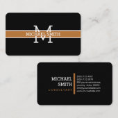 Carte De Visite Ligne horizontale en cuivre monogramme professionn (Devant / Derrière)