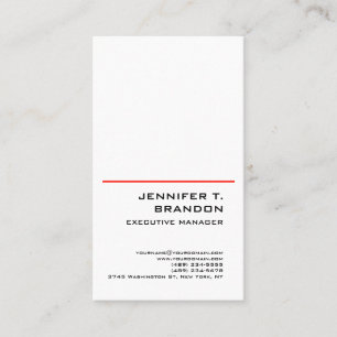 Carte De Visite Ligne rouge minimaliste blanche moderne profession