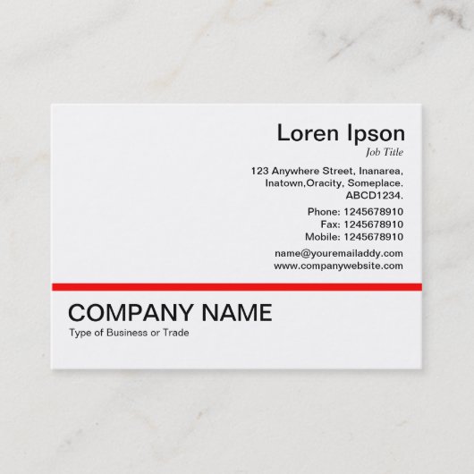 Carte De Visite Ligne rouge v2 - Noir sur blanc (Devant)