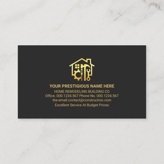 Carte De Visite Ligne spéciale Gold Handyman Tools (Dos)