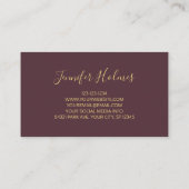 Carte De Visite Lignes à rayures dorées roses Florales (Dos)