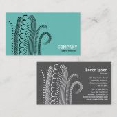 Carte De Visite Lignes Abstraites 01- Noir sur Turquoise clair (Devant / Derrière)